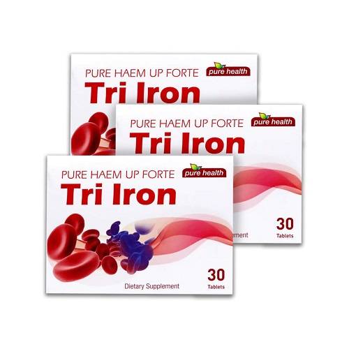 بيور هيلث تراي ايرون مكمل غذائي لعلاج فقر الدم 30قرص 3حبات
