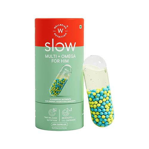 ويل بيينج الغذائية سلو فيتامينات واوميجا للرجل 60كبسولة