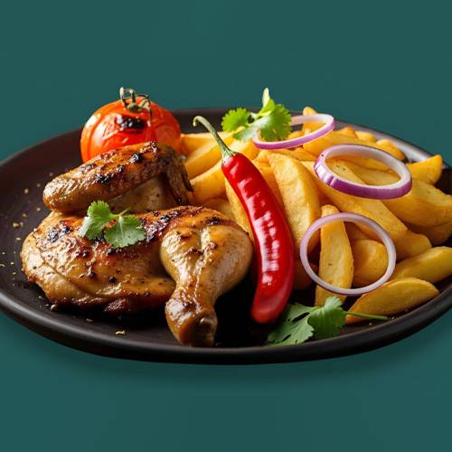 نصف دجاج مشوي على الفحم