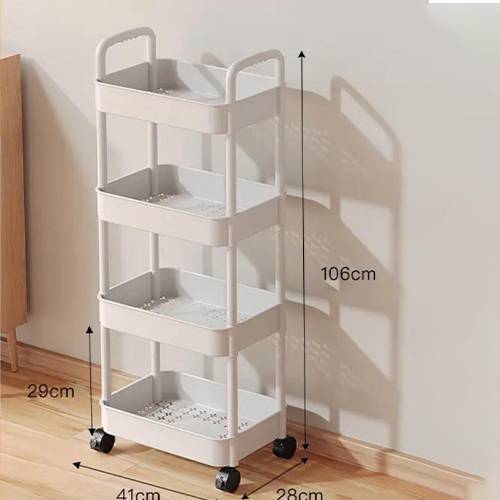 عربة تخزين بلاستيكية مكونة من 4طبقات ابيض موديل رقم.K1395