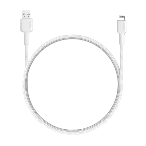 اوكي كابل مضفر من النايلون USB A الى لايتنينج MFI موديل رقم.CBBAL7WH ابيض