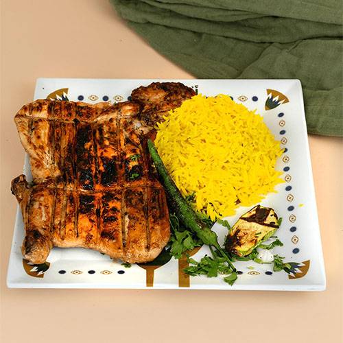 نصف دجاج مشوى