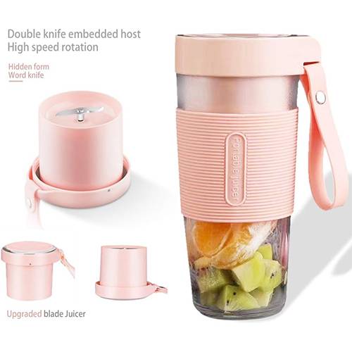 خلاط عصير فوريت صغير لاسلكي قابل لاعادة الشحن 320مل وردي