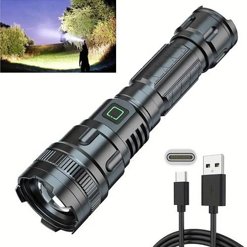 سكاي مصباح LED يدوي  مقاوم للماء بقوة 5000لومن مع مؤشر بطارية USB C