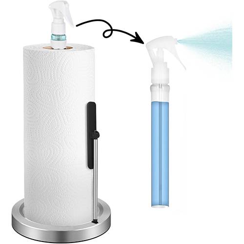 سكاي كي حامل مناشف ورقية 2في1 مع مركز بخاخ مع ذراع شد وقاعدة مرجحة غير قابلة للانزلاق ستاليس ستيل