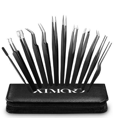 اتموكو مجموعة ملقط  اي اس دي 12قطعة اسود