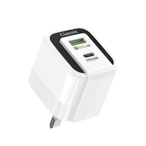 كلاسيك شاحن 2منفذ ايفون وتايب سي 20واط