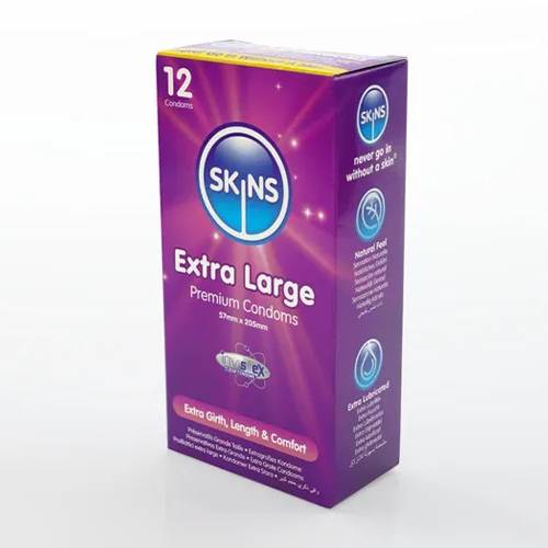 سكينز اكسترا لارج واقي ذكري فاخر 12واقي ذكري