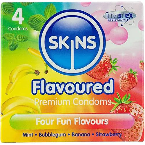 سكينز واقي ذكري فاخر بنكهات متنوعة 4واقيات ذكرية