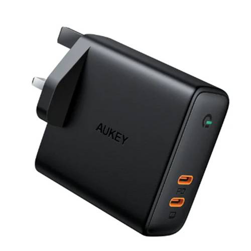 اوكي شاحن حائط بمنفذين Type C PD بقوة 63واط مع خاصية الكشف الديناميكي