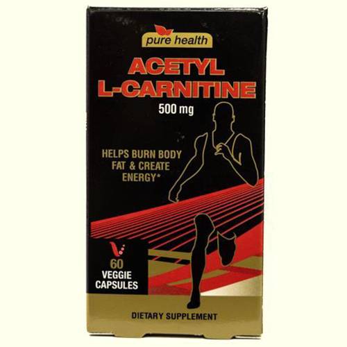 بيور هيلث اسيتيل ال كارنيتين 500مجم مكمل غذائي يساعد في حرق الدهون وتوليد الطاقة 60كبسولة