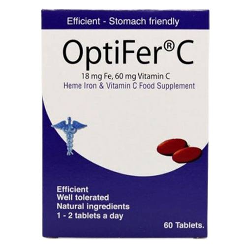 اوبتيفير سي حديد 18مجم وفيتامين سي 18مجم مكمل غذائي لعلاج الانيميا 60قرص