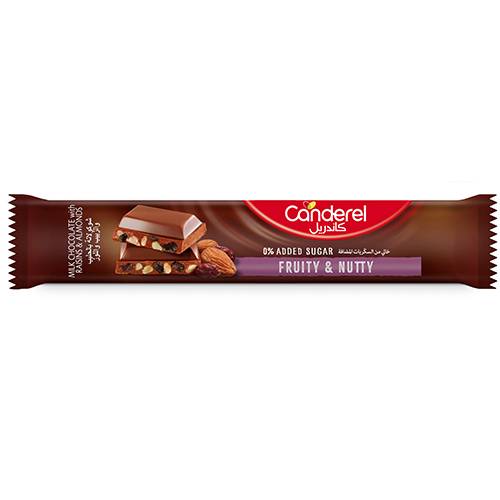 كاندريل شوكولاتة بالحليب والزبيب واللوز بدون اضافة سكر 27جم
