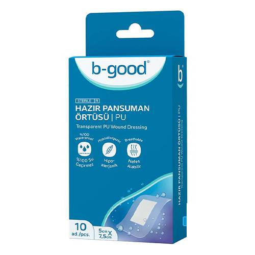 بي جود ضمادة جروح بولي يوريثين شفافة 5سم×7.5سم 10حبة