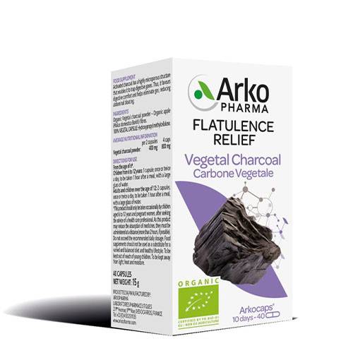 اركوفارما مكمل غذائي بالفحم لعلاج الغازات 40كبسولة