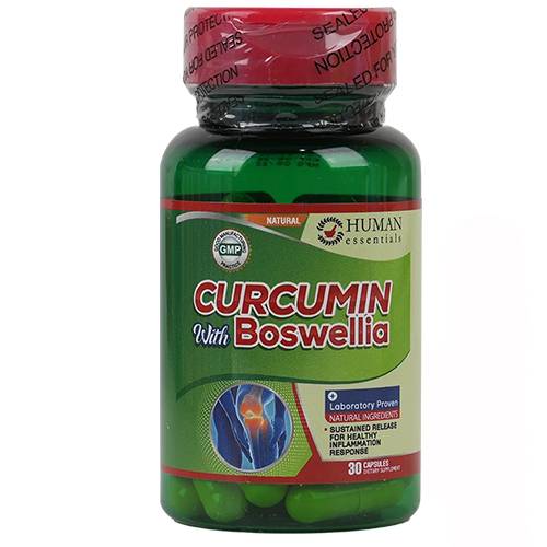 هيومان اسينشالز كركم مع بوسويلية مكمل غذائي يعزز صحة العظام والعضلات 30كبسولة