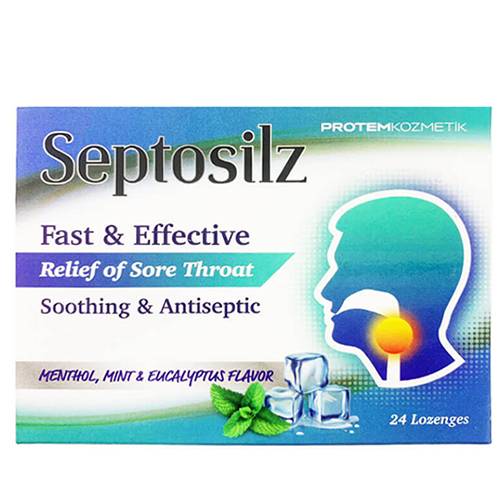 سيبتوسيلز لتخفيف التهاب الحلق بالمنثول والنعناع والاوكالبتوس 24قرص استحلاب