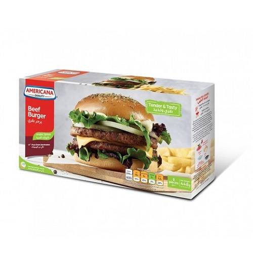 امريكانا برجر لحم بقري بالبهارات العربية 8قطع 448جم