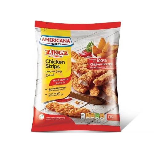 امريكانا زنجز ستربس الدجاج الحار 750جم