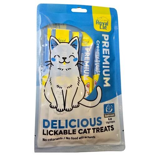 رويال كات بريميوم مكافأة القطط القابلة لللعق بنكهة السلمون 15جم 5قطع