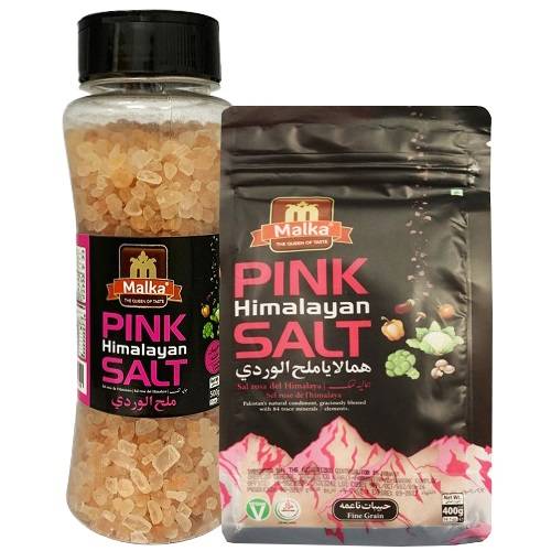 مالكا ملح الهيمالايا الوردي خشن 500جم + ملح الهيمالايا الوردي ناعم 400جم