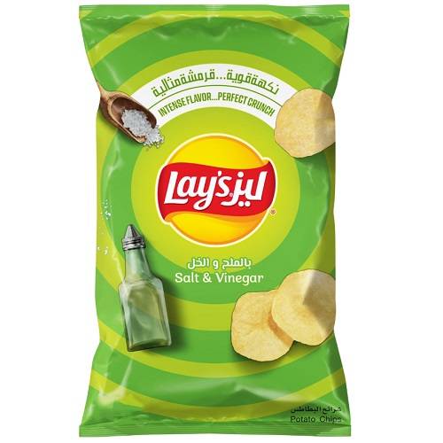 ليز شيبس بالملح والخل حجم عائلي 170جم