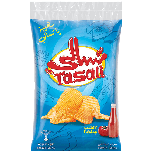 تسالي رقائق بطاطا بالكاتشب 12جم 21حبة