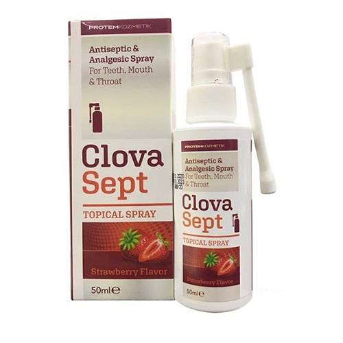 كلوفا سبت بخاخ المطهر والمسكن للاسنان والفم والحلق بنكهة الفراولة 50مل