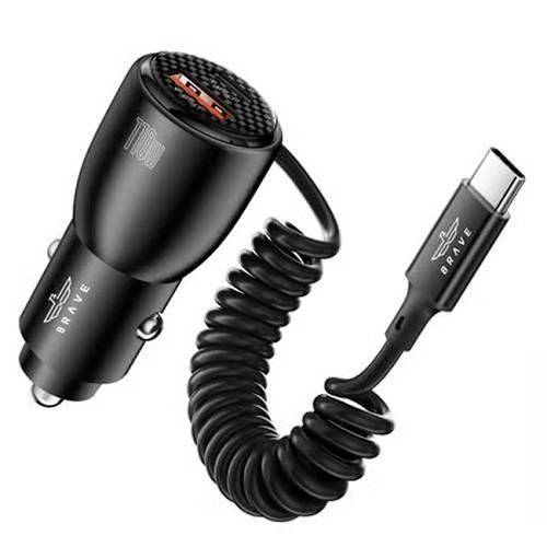 بريف شاحن سيارة 110واط بمنفذ USB وكابل Type C اسود موديل رقم.17679