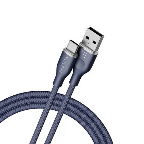 كابل فولتمي باور لينك رووج مزدوج من النايلون USB Aالي Type C كابل 3امبير 1م 60واط ازرق رقم.15861