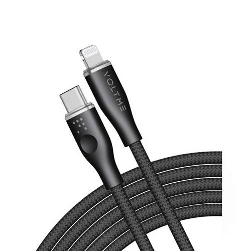 فولتمي باور لينك رووج نايلون كابل مزدوجUSB C الى لايتينيغ 2م موصل 3امبير اسود رقم.15866