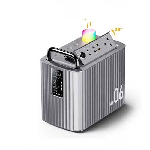 فولتمي هاكو محطة طافة محمولة 600واط مع مقبس تيار متردد 2Type C 2USB و 1مقبس سيارة رمادي موديل رقم.15712