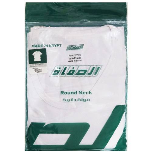 الصفاة فانيلة نصف كم رجالى قطن 100% رقبة مدورة ابيض