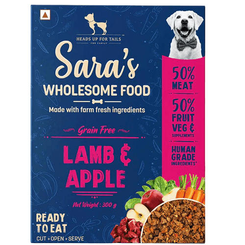 هيدز اب فور تيلز سارة طعام صحي للكلاب لحم ضأن وتفاح خالي من الحبوب 300جم