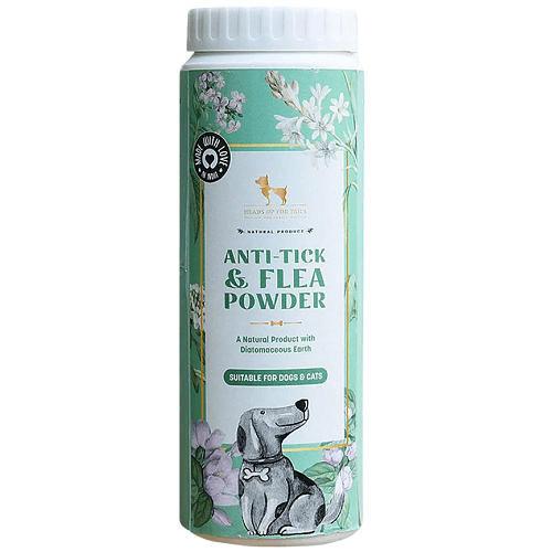 هيدز اب فور تيلز بودرة طبيعية مضادة للقراد والبراغيث للكلاب والقطط 100جم