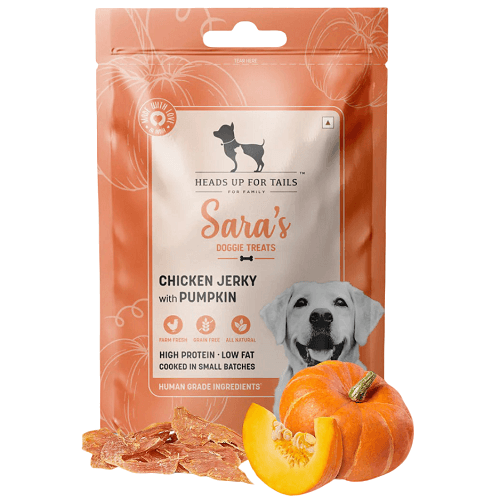 هيدز اب فور تيلز سارة دجاج مقدد مع اليقطين للكلاب 70جم