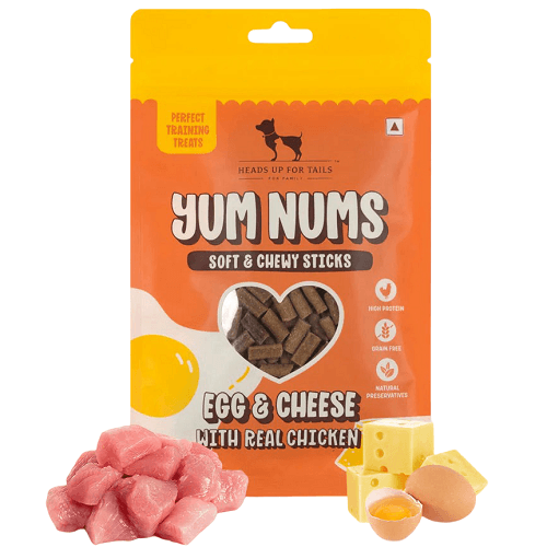 هيدز اب فور تيلز اعواد ناعمة وطرية بنكهة البيض والجبن مع الدجاج للكلاب 70جم