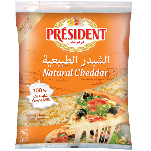 بريزيدن جبنة شيدر مبشورة للبيتزا 200جم