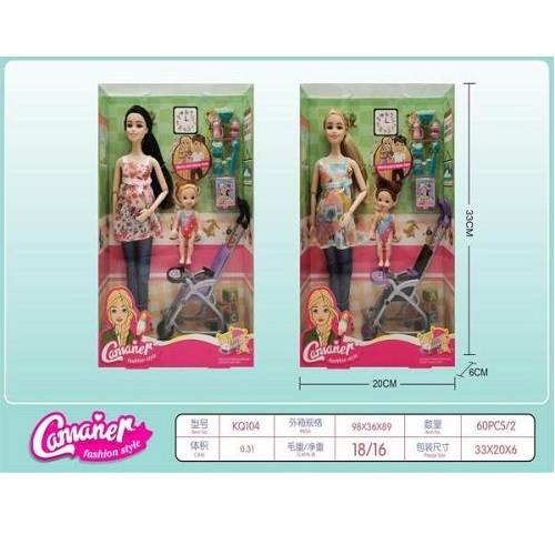 باربي مع طفل وعربة اطفال موديل رقم.KQ104