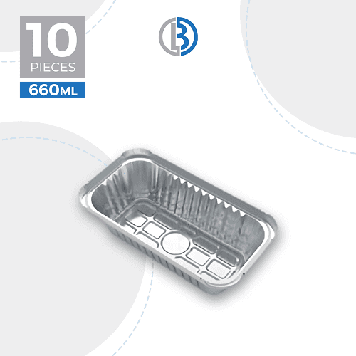 ماعون الومنيوم مستطيل مع غطاء كرتون 10حبة موديل رقم.83670