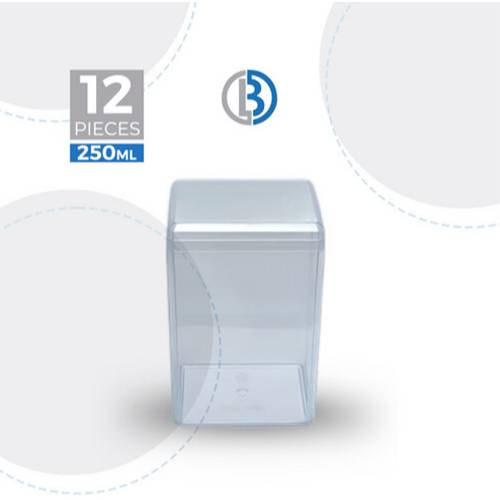 علبة كريستال مستطيلة بغطاء 250 مل 12حبة موديل رقم.JNH-003