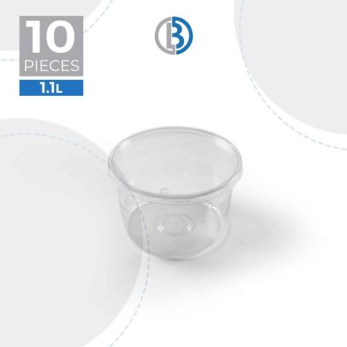 عبوة بلاستيكية مدورة الشكل مع غطاء سعة 1.1لتر 10حبة موديل رقم.GPT38 