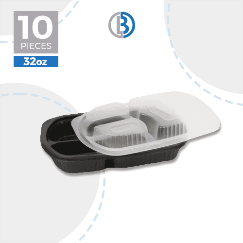 ماعون ميكرويف مع غطاء اسود 32اونصة شد 10حبة موديل رقم.MW8020 