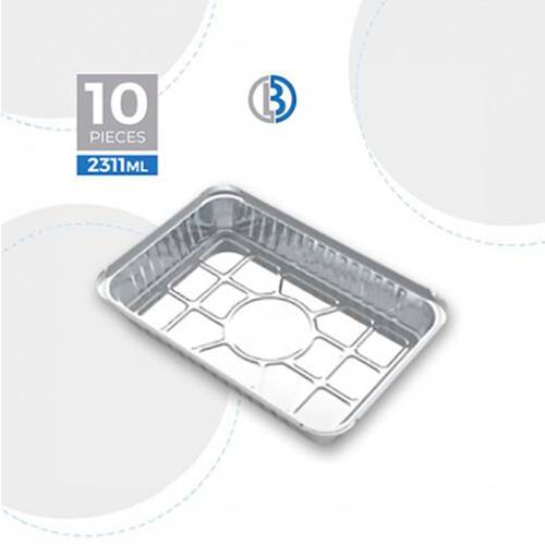 ماعون الومنيوم مستطيل مع غطاء كرتون 10حبة موديل رقم.83190