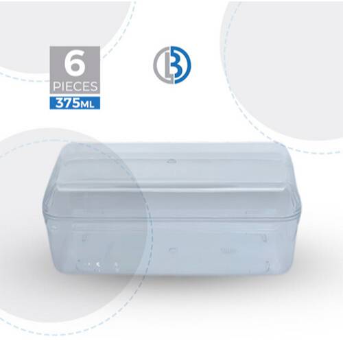 علبة كريستال مستطيلة بغطاء 375مل 6حبة موديل رقم.JNH-007