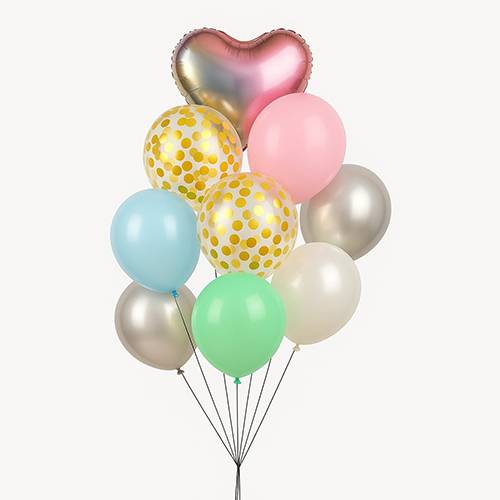 بالونات حفلات عيد الميلاد مع قلب فضي 9قطع