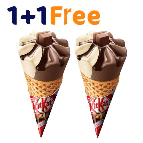 نستله كيت كات كونو ايس كريم فانيلا وشوكولاتة 110مل 1+1مجاناً