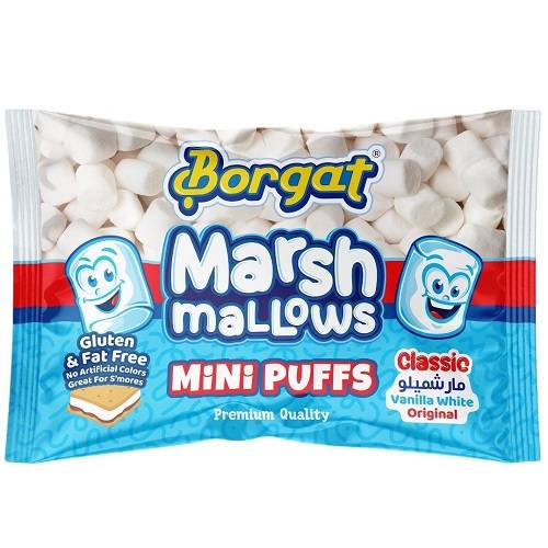 بورقات مارشميلو ميني كلاسيك وايت خالي من الجلوتين والدهون 300جم