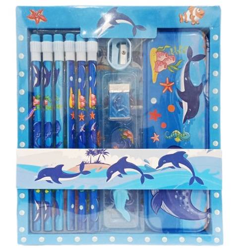 مجموعة ادوات مدرسية ازرق رقم.8608