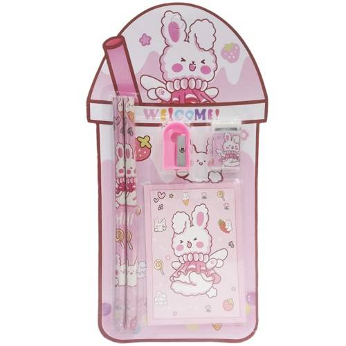 مجموعة ادوات مدرسية وردي رقم.9004